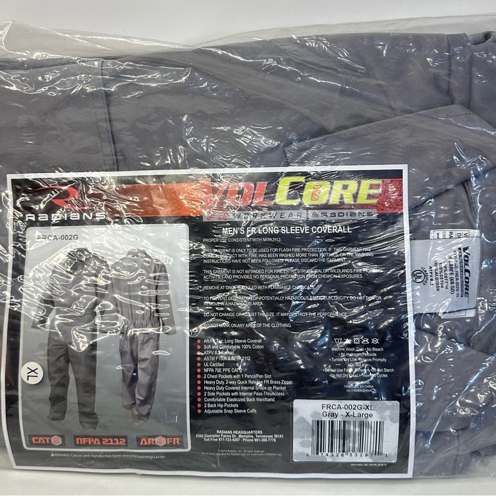 NWT Radians VolCore Men’s FR Long Sleeve Coverall Oil Field Work Wear X-Large - Picture 6 of 6